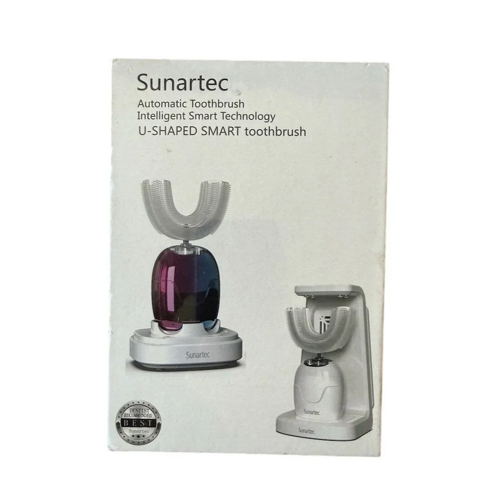 Sunartec U-Shaped Smart Automatic Electric Toothbrush Kit White w/ Base NIB